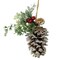 Northlight 13" Frosted Pine Cone with Mixed Foliage Christmas Ornament